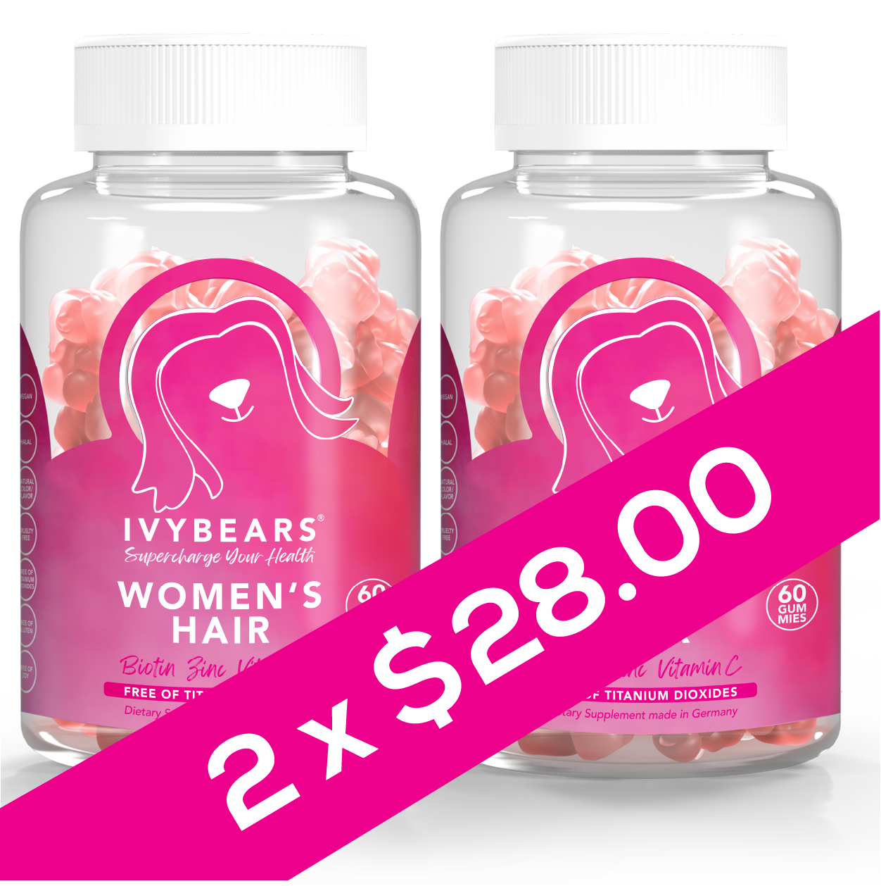 2 PACK Ivy Bears gummies Women´s Hair