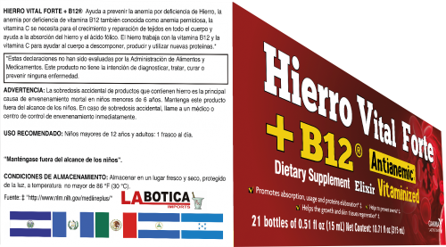 Hierro Vital Forte + B12 - 21 Count